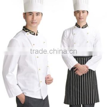 Juqian Cheap long sleeve white chef coat chef uniform sets with high hat