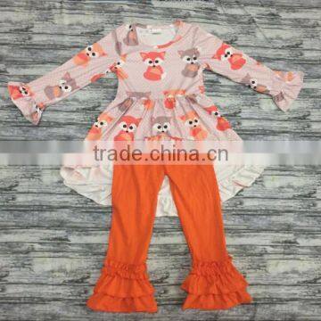 Wholesale boutique children top and pants girl turkey thanksgiving ruffle outfit for kids