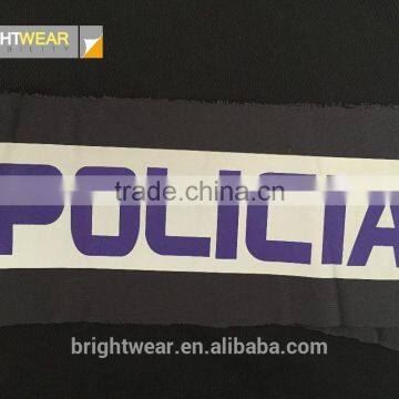 Relfective Policia With Blue Printing Reflective Letter be Heated on Vest for Spain Market photo-3
