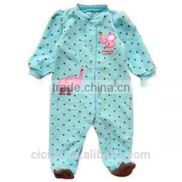 Cute doll printing style cotton 220g polar fleece romper for baby girl