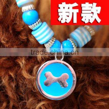 RH1911H dog necklace round bone brand pet necklace with Dog tag