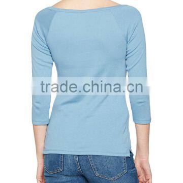 Women's Boat Neck 3/4 Raglan Sleeve T Shirt photo-2