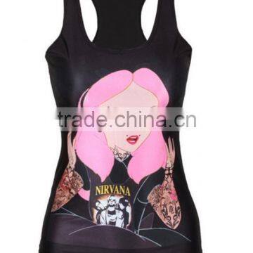 95% Cotton 5% Spandex Custom Womens Sublimated Fitness Tank Top Wholesale Yoga Clothing photo-2