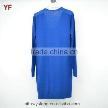 Latest Designs Blue V-Neck Women Plus Size Pullover Sweater Dress photo-2