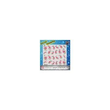Eco creative pink flower Water transfer Printing paper Finger Nail Art Stickers Decals