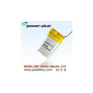 432543 Li-polymer Battery for GPS Application 3.7V /440mAh