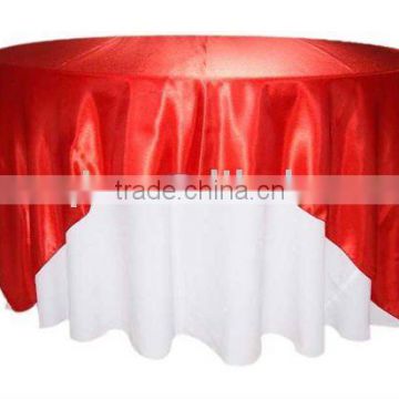 wedding and banquet satin table overlay and polyester table linens