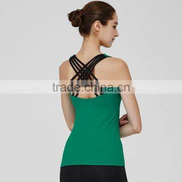 Green fitness gym vest lightweight racerback spaghetti strap cami yoga tank top women