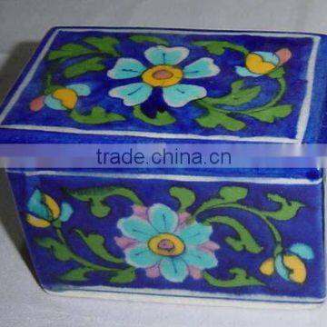 Blue Pottery Containers , Handmade Ceramic small boxes