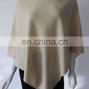 factory wholesale v neck gold Lurex women 100% cashmere ponchos