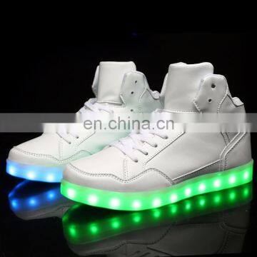 Wholesale New Design Casual Shoes Men Pu Leather Light Shoes Street Dance Luminous High Top LED Shoes Sneakers for Men Women photo-2
