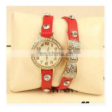 Hot Sell High Quality Rhinestone Bowknot Genuine Cow Leather Retro Watch Vintage Women Dress Watch photo-3