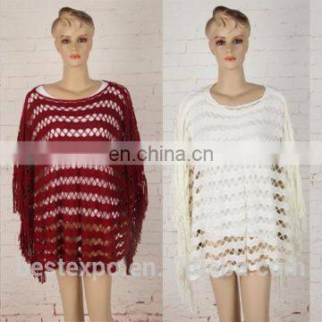 spring fashion gold thread fabric knitted mexicano poncho woman pullover new design girl sweater