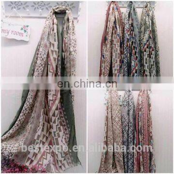 Girls Beautiful Flower Scarf Cotton Jacquard Wedding Shawl New Style Hijab photo-2