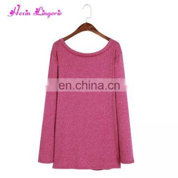 Solid Rose Red Irregular Knot Fashion Ladies Long Sleeve Women Top and Blouses photo-4