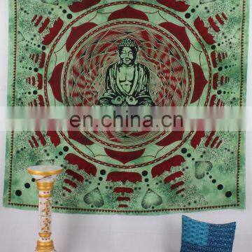 Indian Psychedelic Buddah Mandala Decor Cotton Handmade Hippy Queen Wall Hanging, Tapestry, Decorative Bedspread Throw