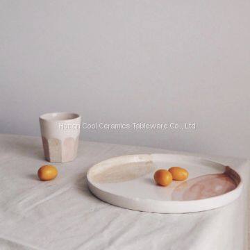 Wholesale handmade bone china ceramic dishes and plates white dinner plate round charger