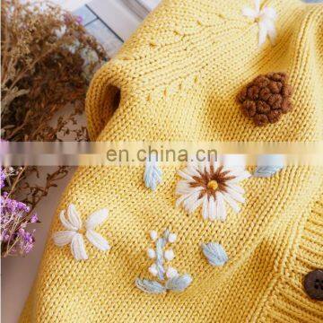Children's Embroidery Flowers Sweater 2020 Full Sleeves Clothes Girls Sweater photo-4