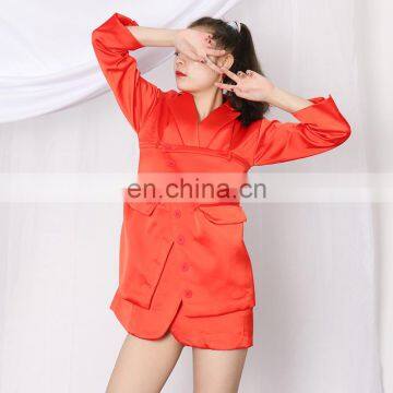 TWOTWINSTYLE Elegant Notched Collar Long Sleeve High Waist Asymmetrical Women Blazer photo-4