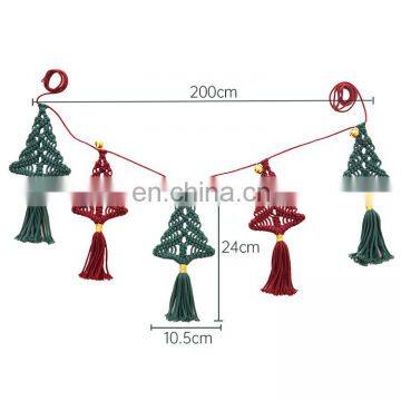 Christmas home wall decoration hand made macrame cotton rope Christmas tree hanging boho