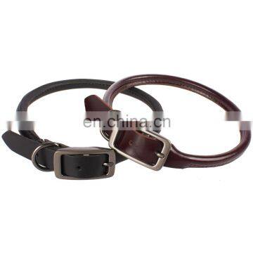 outdoor soft round leather pet collar