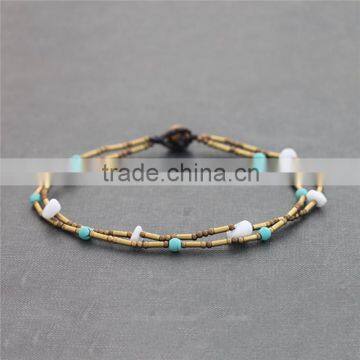 Fashion braided wax cord bracelet crystal custom XE09-0282