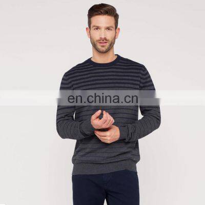 mens crew neck striped pullover wool sweater