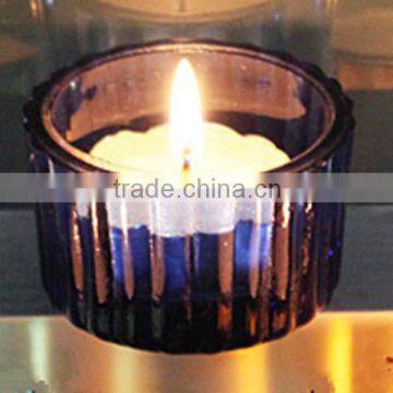 Hand Made Short Round Golden Outside and Different Colors Inside Whole Glass Candle Holder With Thick Wall and Bottom photo-4