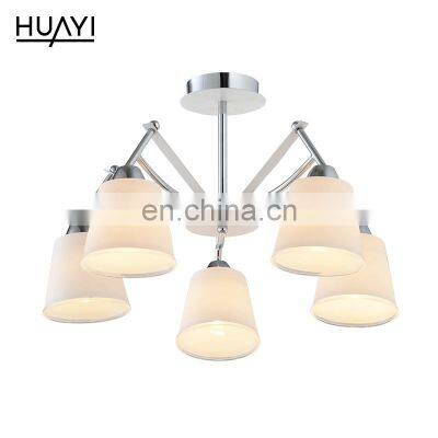 HUAYI New Model Luxury Style Home Villa Indoor Iron Antique Chrome Glass E14 Vintage Pendant Light