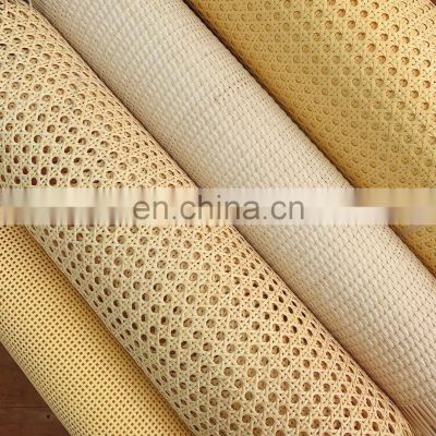 Wholesale 15m pvc synthetic Rattan raw Material Bleached Open Mesh Rattan Cane Webbing Half Bleached from VIet Nam