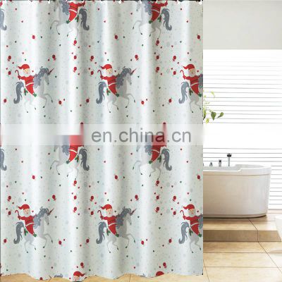 Christmas holiday pattern printed peva shower curtains