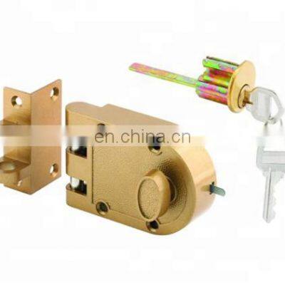 Замок Jimmy Proof Style Inter Locking Surface Mounted Deadbolt с одинарным латунным цилиндром photo-4