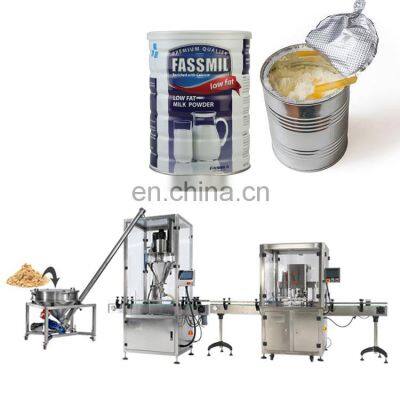 Full automatic powder tin can filling capping machine powder bottle packaging machine milk powder tin filling packing machine