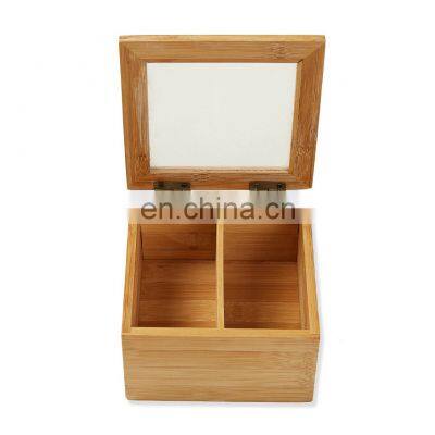 Eco Friendly Multi-purpose Living Room Premium Square Bamboo Tea Storage Box Home Storage & Organization Pantry Organizer photo-4