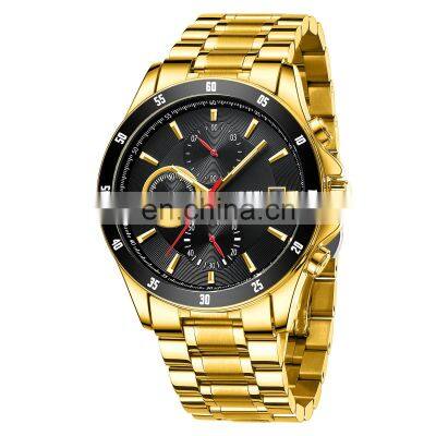 2022 NIBOSI Mens Fashion Casual Quartz Chronograph Watches Fashion Luminous Stainless Steel Band Wristwatches for Men Custom