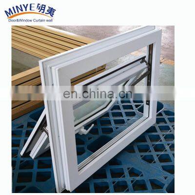 wood frame glass top hung window/double tempered glass awning window