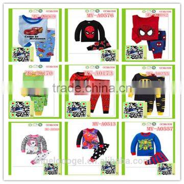 Hot selling cartoon pajamas baby children clothing set MY-PA001