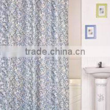 2016 NEW ELEGANT STYLE DESIGN FLOWER PRINTED STANDARD BLUE POLYESTER SHOWER CURTAIN