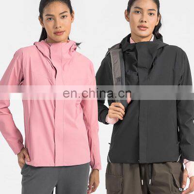Wholesale Women Zipper Sports Hooded Softshell Jackets Winter Outdoor Waterproof Coat Custom Wind Breaker Hiking Blank Jacket photo-4
