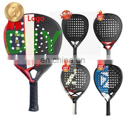 Customize Logo Diamond/Teardrop/Round Tennis Paddle Racket 12K/18K Raquete Pala De Padel