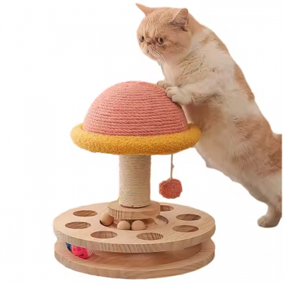 Meow Love Pet Play Scratching Furniture Climbing Custom Luxury Sisal Rope Small Cat Trees And Scratcher Toy With Turntable Ball