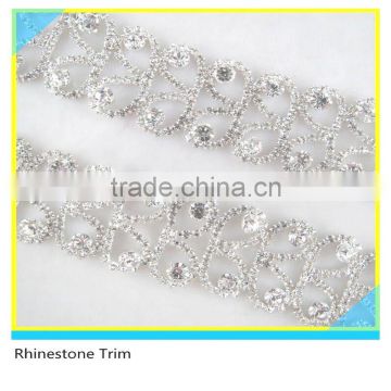 Pretty 888 Crystal Rhinestone Silver Metal Cup Chain Trim For Bridal