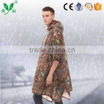 YANLI Custom Camouflage Waterproof Poncho Raincoat With Pvc Coated photo-3