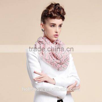 Wholesale Circle Loop Voile Polyester Printed Women Cheveron Scarf