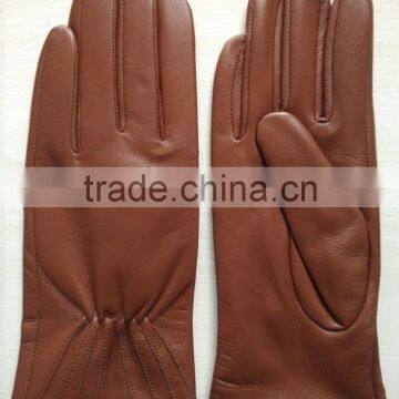 Ladies Red Brown Hotsale Thin Leather Hand Gloves photo-3