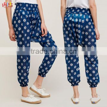 New Model Jeans Pants Smocked Waistband And Ruffled Elastic Leg Pants HSP7862