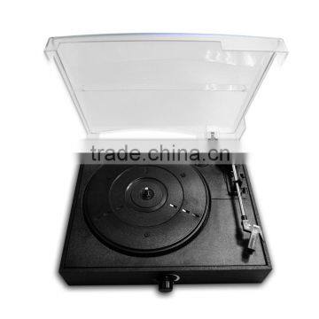 Portable simple wooden with plastic cover turntable vinyl record player gramophone with AUX IN/RCA output