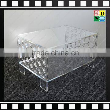 Modern Elegant Clear Acrylic Carved Living Room Coffee Table and Sofa Chair With Leather for Home /hotel /office