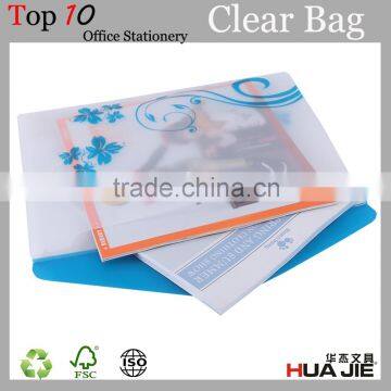 huajie pocket file transparent clear bag plastic a4 file folder document bag with button