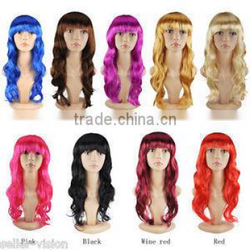 Women's Sexy Long Curly Fancy Dress Wigs Cosplay Costume Ladies Full Wig Party W419